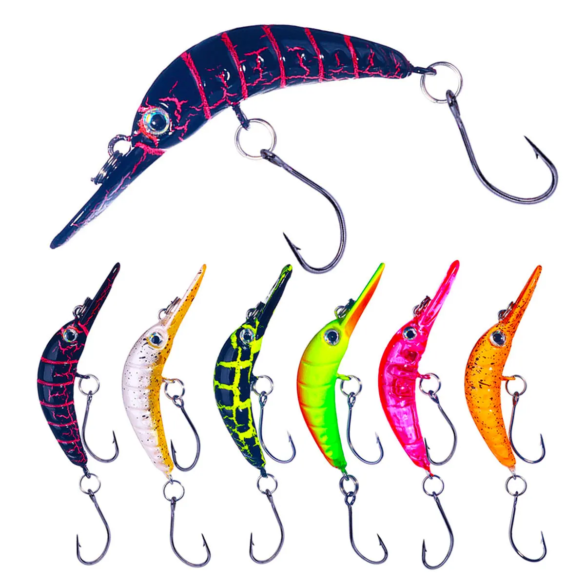 HENGJIA Rice Worm Shaper Trout Minnow Wobbler Fishing Lure 5.2cm 2.6g Crank Artificial Hard Bait Trout Pike Bass Fishing