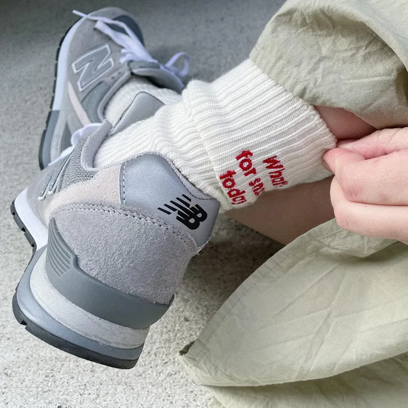 Funny Embroidery Letter Cotton Socks Korean Whats for Snack Today Japan Designer Socks Thread Couple Mid-tube Sock for Men Women