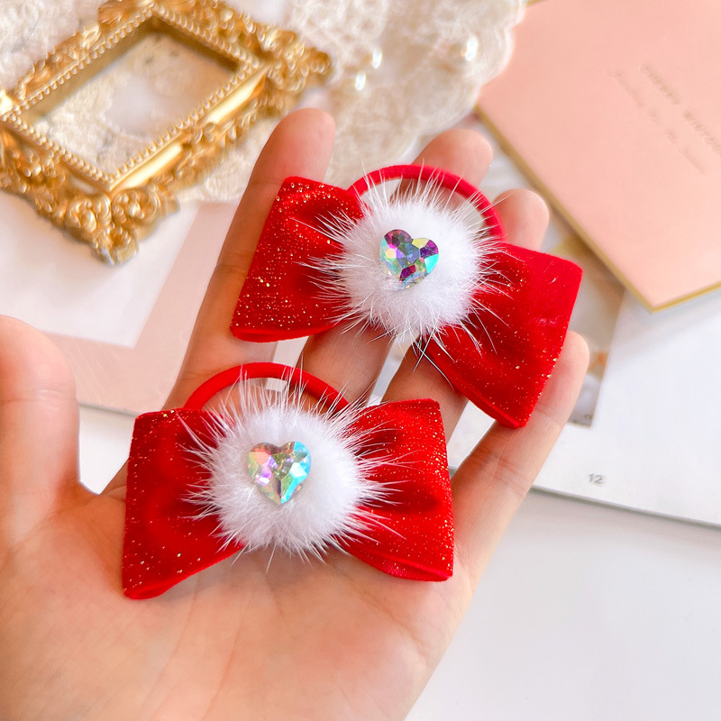 Red Golden Velvet Bow Hair Ornament Baby Hair Circles Pins Christmas New Year Korean Accessories Hair Clips for Women Girls 1pcs