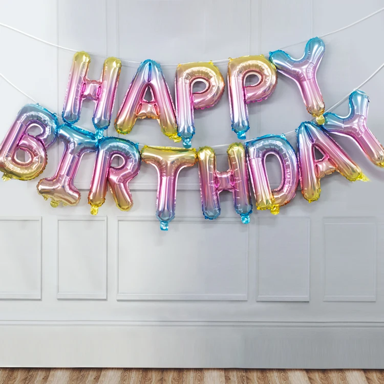 13pcs Birthday Balloon Rose Gold Color Foil Letter Balloons Set Happy Birthday Decoration Globos Kids Party Supplies