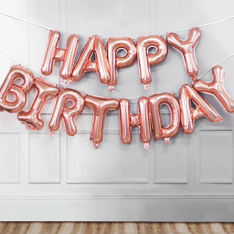 13pcs Birthday Balloon Rose Gold Color Foil Letter Balloons Set Happy Birthday Decoration Globos Kids Party Supplies