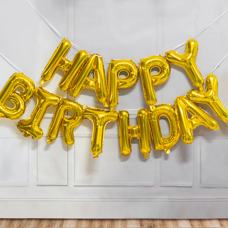 13pcs Birthday Balloon Rose Gold Color Foil Letter Balloons Set Happy Birthday Decoration Globos Kids Party Supplies