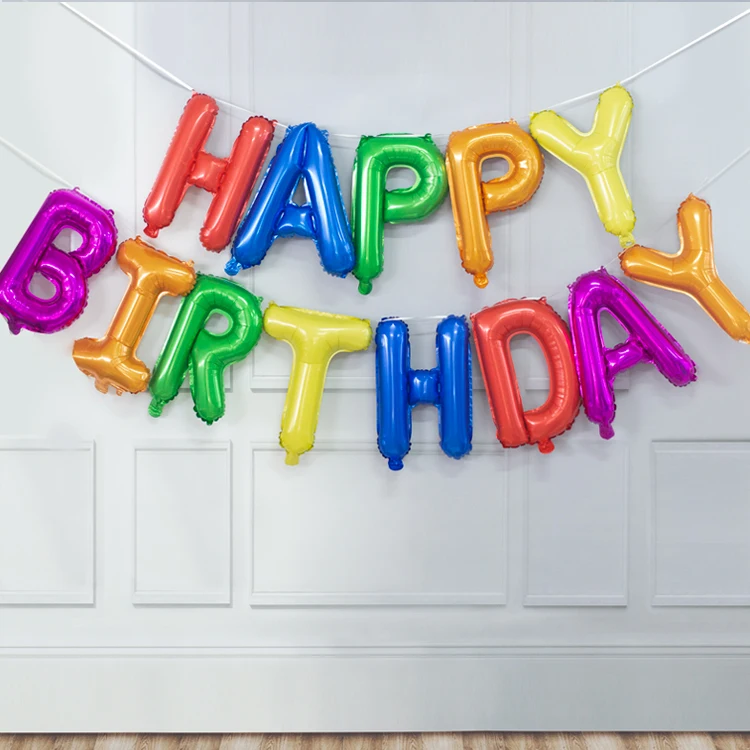 13pcs Birthday Balloon Rose Gold Color Foil Letter Balloons Set Happy Birthday Decoration Globos Kids Party Supplies