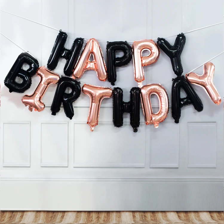 13pcs Birthday Balloon Rose Gold Color Foil Letter Balloons Set Happy Birthday Decoration Globos Kids Party Supplies