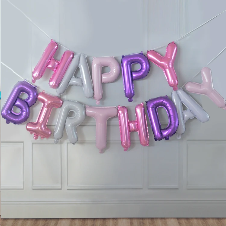 13pcs Birthday Balloon Rose Gold Color Foil Letter Balloons Set Happy Birthday Decoration Globos Kids Party Supplies