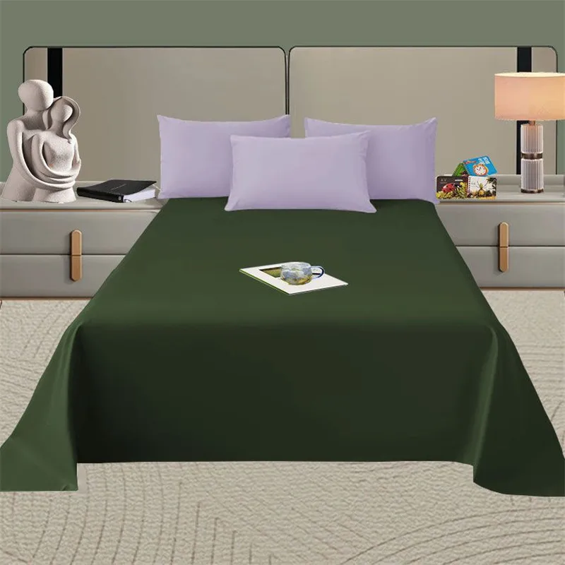 Spring Summer Autumn 1Pc 100% Polyester Flat Sheet Solid Color High Quality Bed Sheet Large Size 250X270cm Customizable