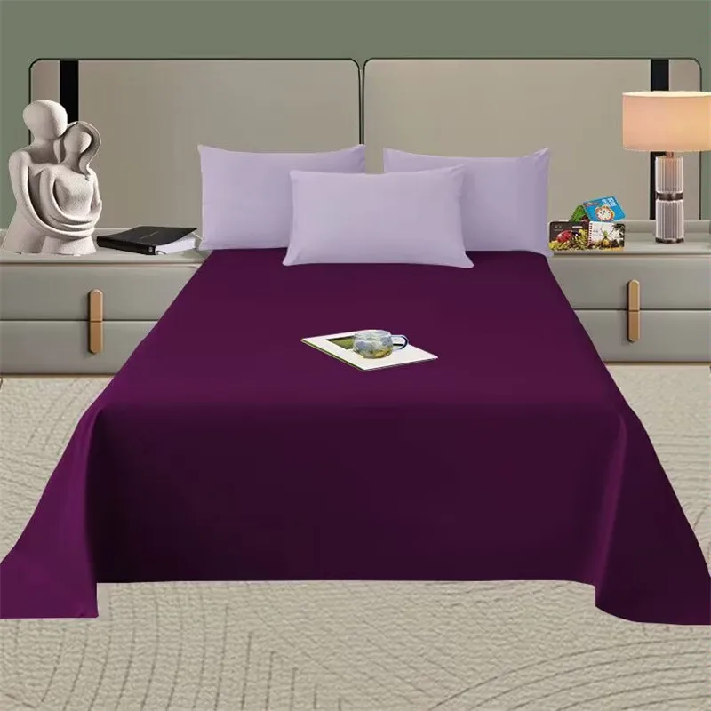 Spring Summer Autumn 1Pc 100% Polyester Flat Sheet Solid Color High Quality Bed Sheet Large Size 250X270cm Customizable
