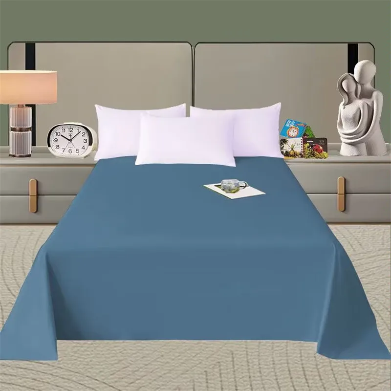 Spring Summer Autumn 1Pc 100% Polyester Flat Sheet Solid Color High Quality Bed Sheet Large Size 250X270cm Customizable