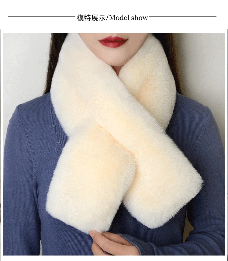 Luxury Winter Warm Faux Fur Rabbit Fur Scarf Double sided Plush Thickened Fur Warm Hundred with Female Students Scarf Fur Collar