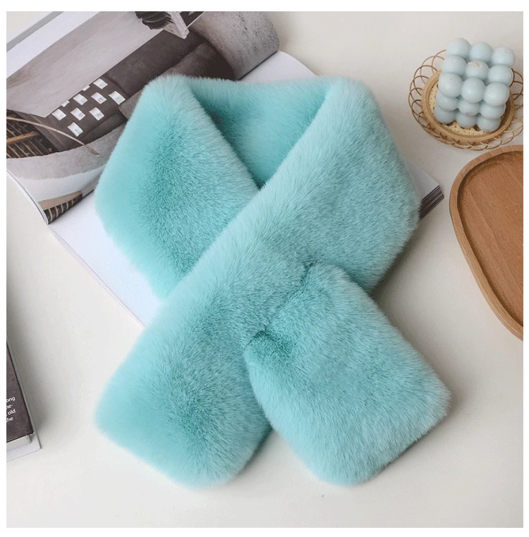 Luxury Winter Warm Faux Fur Rabbit Fur Scarf Double sided Plush Thickened Fur Warm Hundred with Female Students Scarf Fur Collar