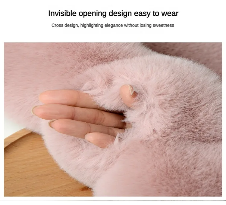 Luxury Winter Warm Faux Fur Rabbit Fur Scarf Double sided Plush Thickened Fur Warm Hundred with Female Students Scarf Fur Collar