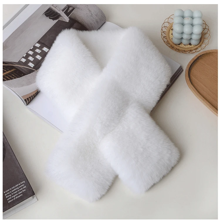 Luxury Winter Warm Faux Fur Rabbit Fur Scarf Double sided Plush Thickened Fur Warm Hundred with Female Students Scarf Fur Collar