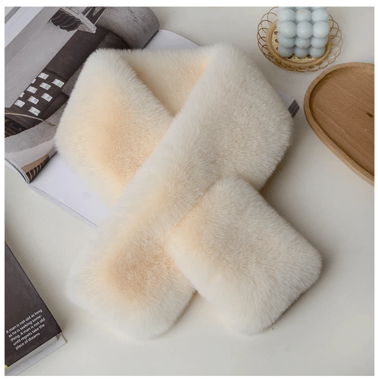 Luxury Winter Warm Faux Fur Rabbit Fur Scarf Double sided Plush Thickened Fur Warm Hundred with Female Students Scarf Fur Collar