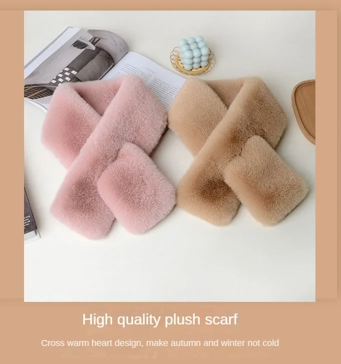 Luxury Winter Warm Faux Fur Rabbit Fur Scarf Double sided Plush Thickened Fur Warm Hundred with Female Students Scarf Fur Collar