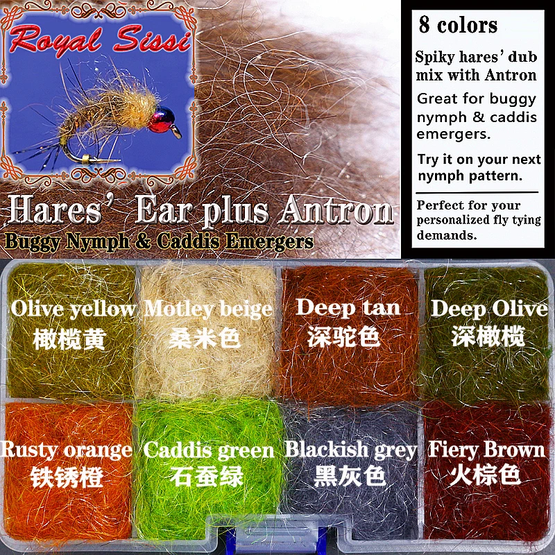 Highly Recommend Premium Nymph Fly Dub Spiky Hare Dub Plus Antron Fiber for Caddis Emergers Trout Fishing Fly Tying Materials
