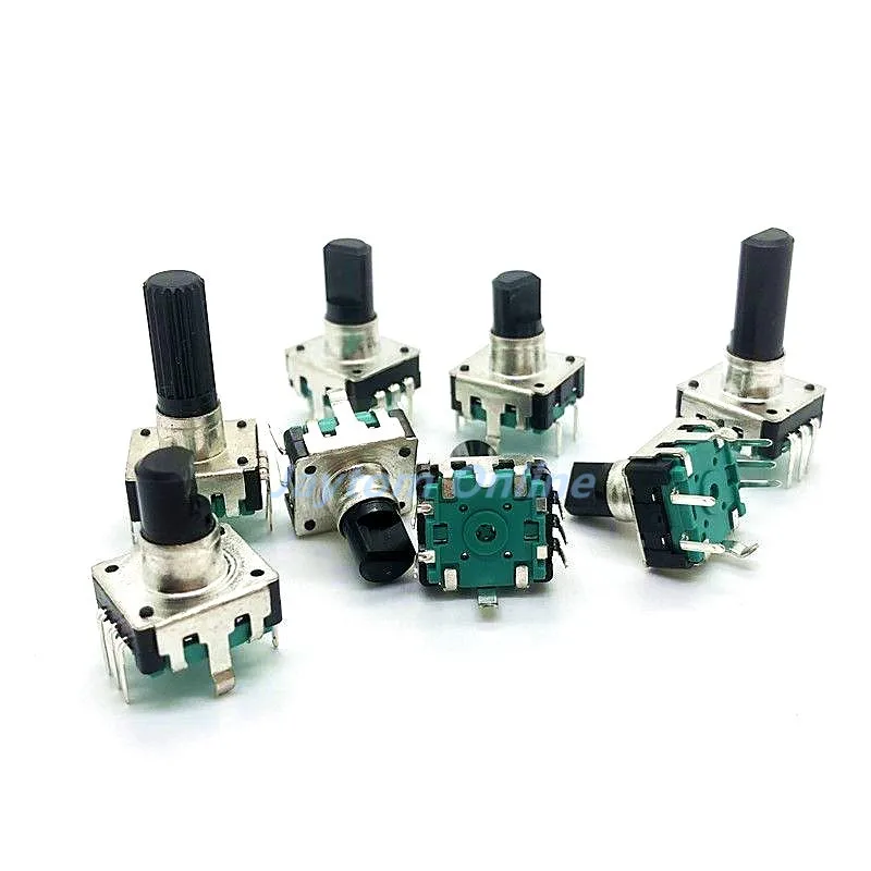 2pcs 360 Degree EC12 Rotary Encoder RE12 Audio Encoder Coding 5Pin 24 Position With Push Button Switch Handle 12mm 14mm 19mm