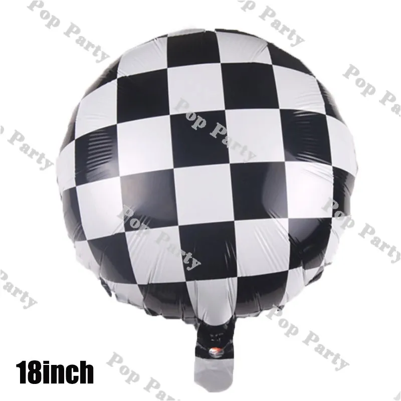 Racing Car Balloons Garland Kit Birthday Kids Boys Party Blue Yellow Balloon Arch Baby Shower Checkered Supplies White Globos