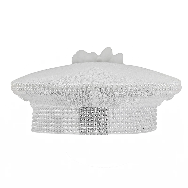 Corzzet Luxury Silver Sequined & Diamonds Club Party Rave Rock Cosplay Accessories Steampunk Military Hat Masquerade Costumes