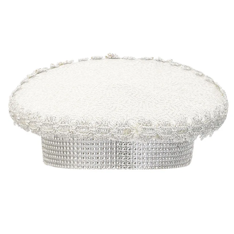 Corzzet Luxury Silver Sequined & Diamonds Club Party Rave Rock Cosplay Accessories Steampunk Military Hat Masquerade Costumes