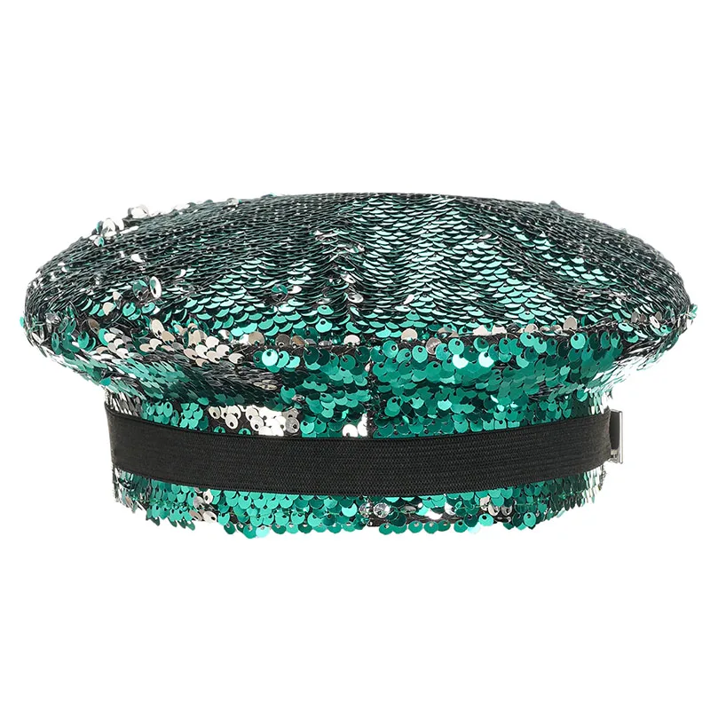 Corzzet Luxury Silver Sequined & Diamonds Club Party Rave Rock Cosplay Accessories Steampunk Military Hat Masquerade Costumes