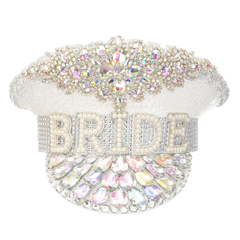 Corzzet Luxury Silver Sequined & Diamonds Club Party Rave Rock Cosplay Accessories Steampunk Military Hat Masquerade Costumes