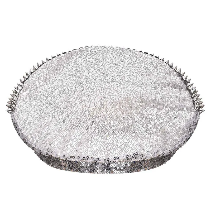 Corzzet Luxury Silver Sequined & Diamonds Club Party Rave Rock Cosplay Accessories Steampunk Military Hat Masquerade Costumes
