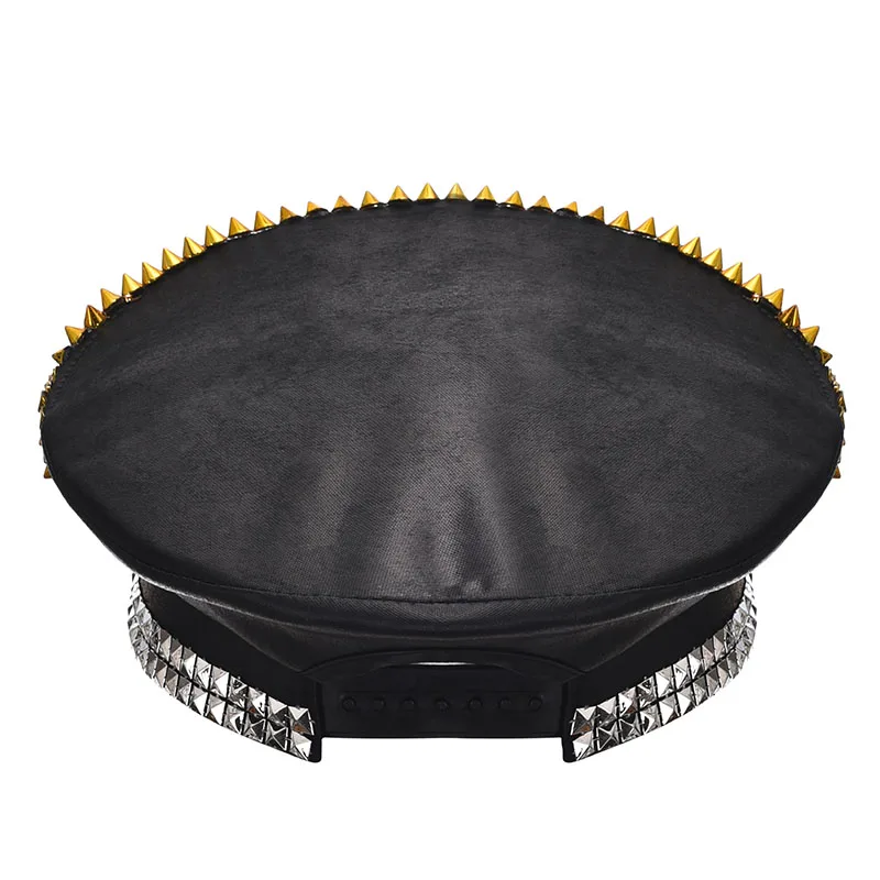 Corzzet Luxury Silver Sequined & Diamonds Club Party Rave Rock Cosplay Accessories Steampunk Military Hat Masquerade Costumes