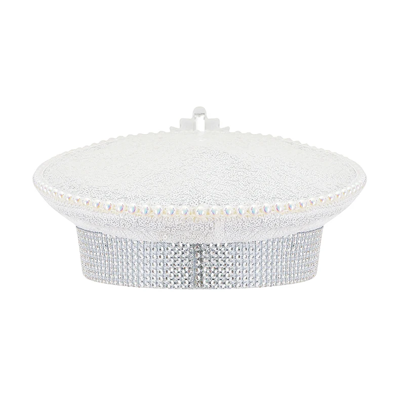 Corzzet Luxury Silver Sequined & Diamonds Club Party Rave Rock Cosplay Accessories Steampunk Military Hat Masquerade Costumes