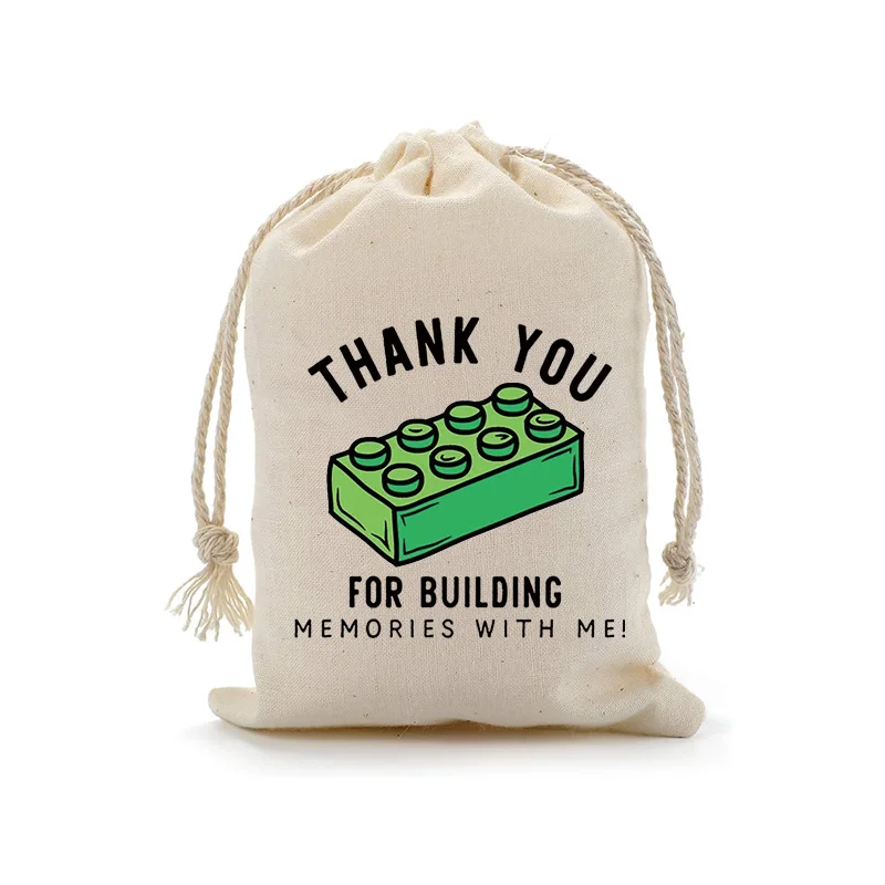 5pcs Thank You for Building Memories with Me Bags Boy Girl 5th 6th 7th 8th Brick or Blocks Birthday Party Decoration Gift