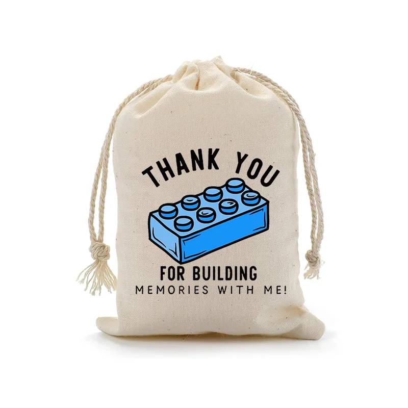 5pcs Thank You for Building Memories with Me Bags Boy Girl 5th 6th 7th 8th Brick or Blocks Birthday Party Decoration Gift
