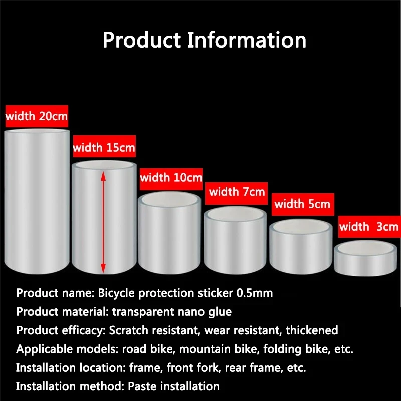 Transparent Bicycle Stickers Tape 3M 5M 10M Bike Frame Protector Cycling Tape Film Invisible Scratch Resistant Riding Decoration