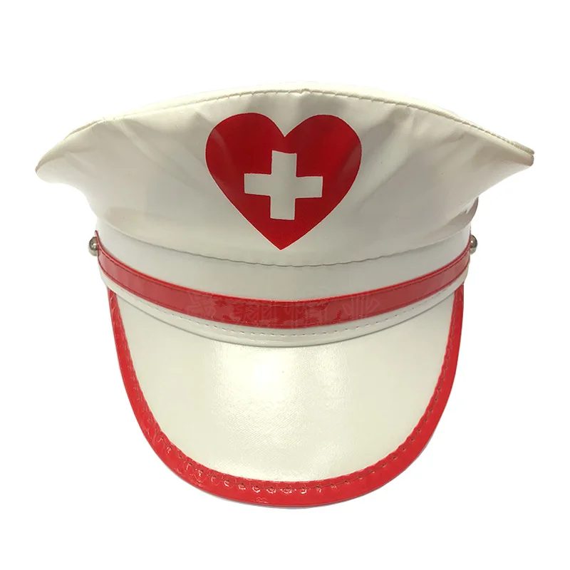 Red Cross Doctors Nurses Hats for Carnival Christmas Party Cosplay Cap Cotton Plaid Badge Role-play Funny Berets