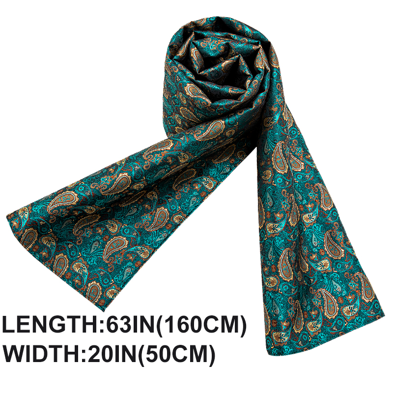 Fashion Silk Scarf Men Luxury Band Designer Green Solid Satin Shawl Banadanna Foulard Pashmina Casual 160cm*50cm Barry. Wang