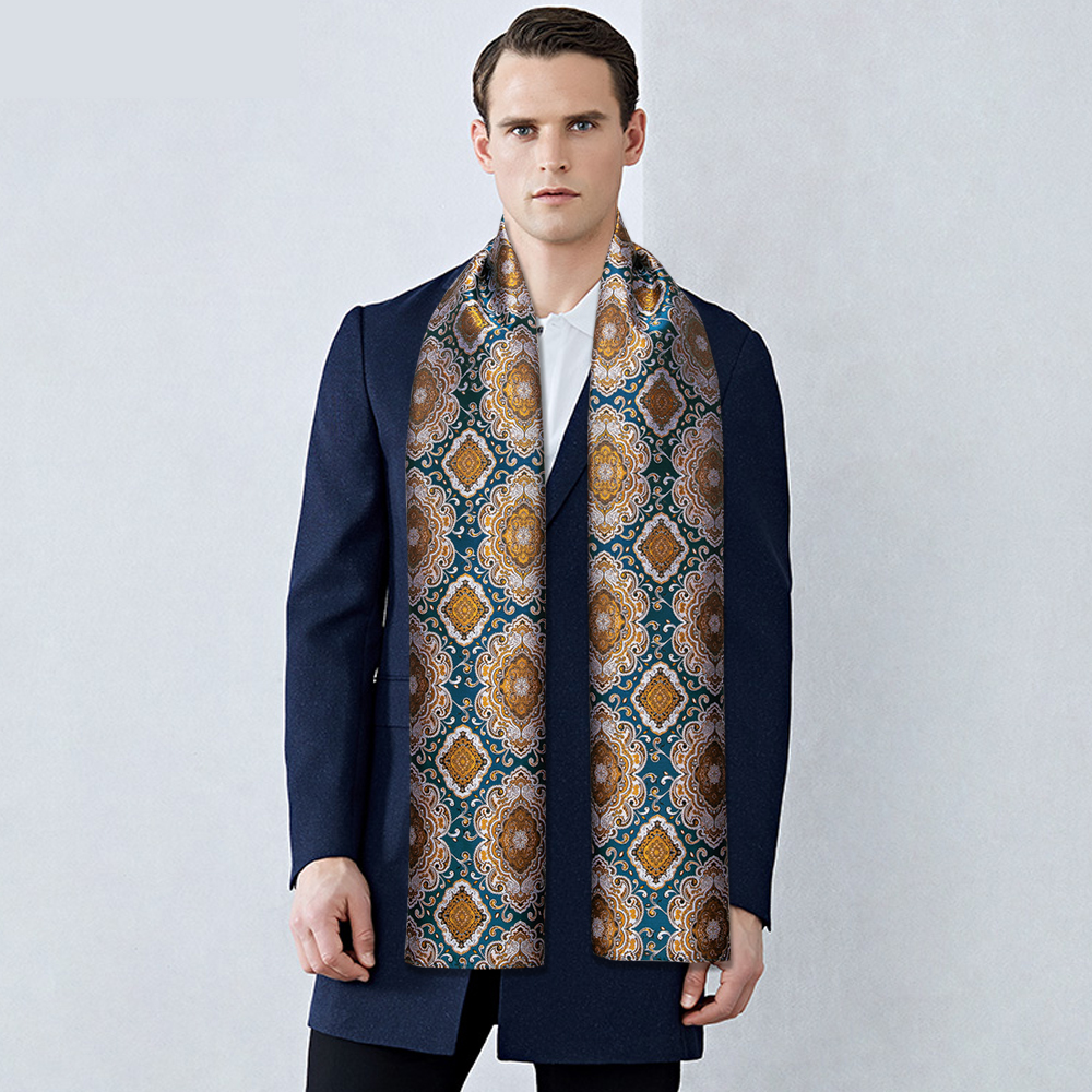 Fashion Silk Scarf Men Luxury Band Designer Green Solid Satin Shawl Banadanna Foulard Pashmina Casual 160cm*50cm Barry. Wang