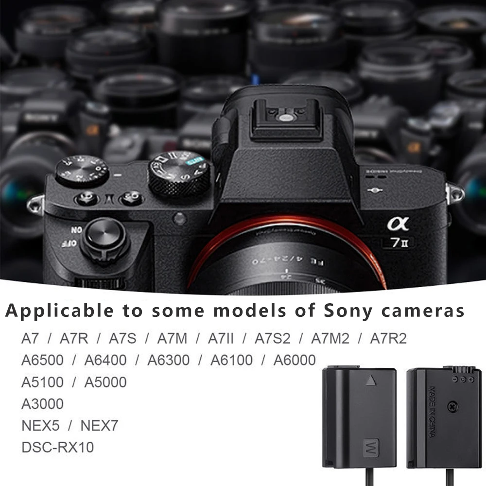 D-TAP to NP-FW50 NP FW50 Dummy Battery DC Coupler for Sony AC-PW20 NEX-3/5/6/7 Series A33 A37 A35 A55 a7 a7R a7II A6000 A6300