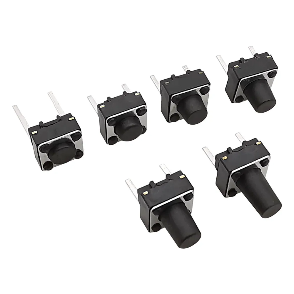 20/50Pcs Black 6 x 6mm Micro Tactile Switch Momentary Tact Switch 6*6*4.3mm/5mm/6mm/7mm/8mm/9mm Middle 2Pin Push Button Switches