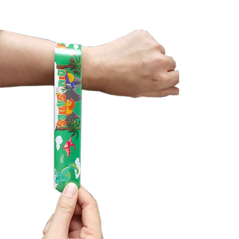12pcs Cartoon Dinosaur Slap Bracelets Gifts Dinosaur Party Decoration Kids Boys Happy Jungle Safari Dino Birthday Party Favors