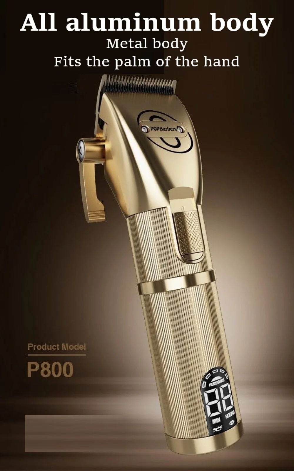 PopBarbers P800 Hair Trimmer for Men Professional Hair Clipper Barber Hair Cutting Machine 7000rpm 2 Gears Finishing Haircut