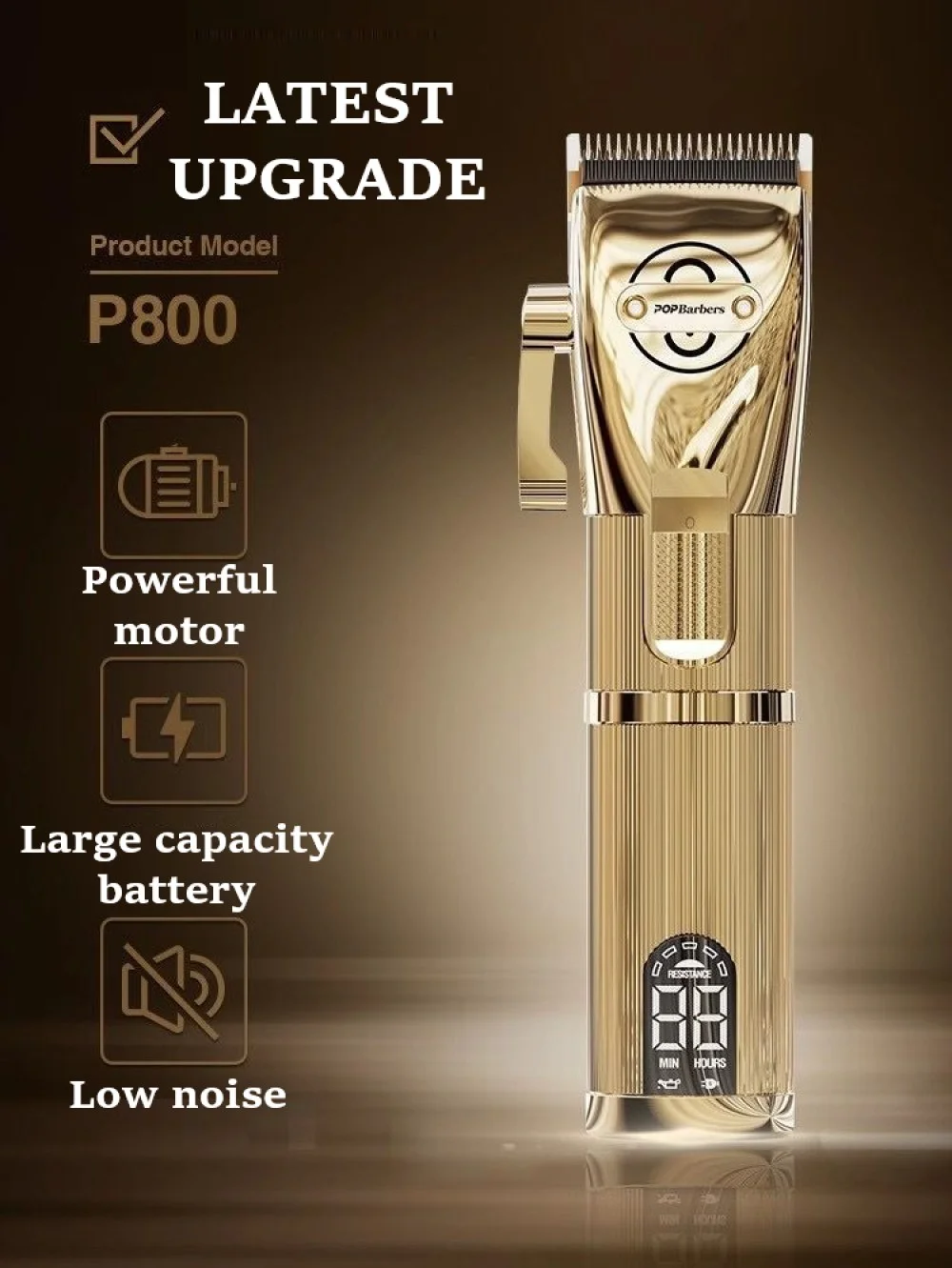 PopBarbers P800 Hair Trimmer for Men Professional Hair Clipper Barber Hair Cutting Machine 7000rpm 2 Gears Finishing Haircut