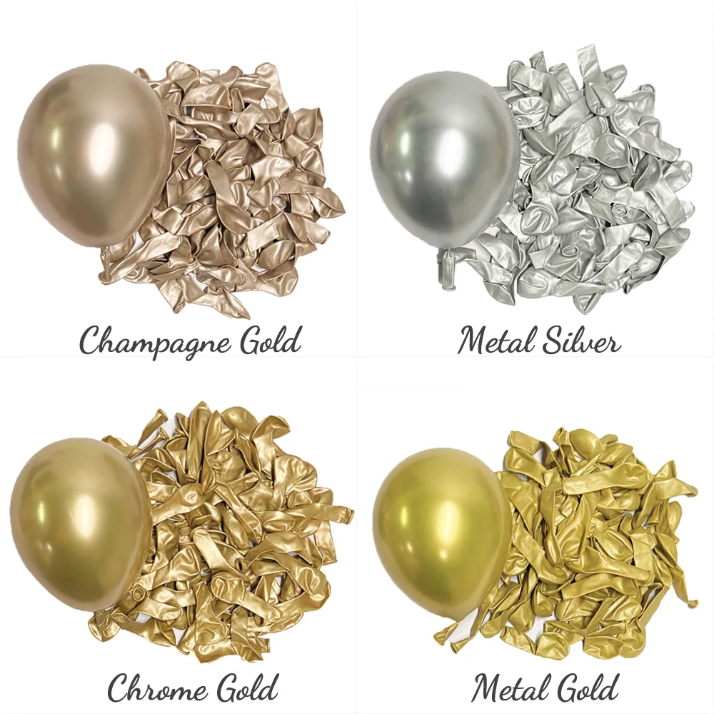 12inch Metal Birthday Balloons 10/20/30Pcs Silver Champagne Chrome Gold Metallic Balloon for Birthday Baby Shower Wedding Decor