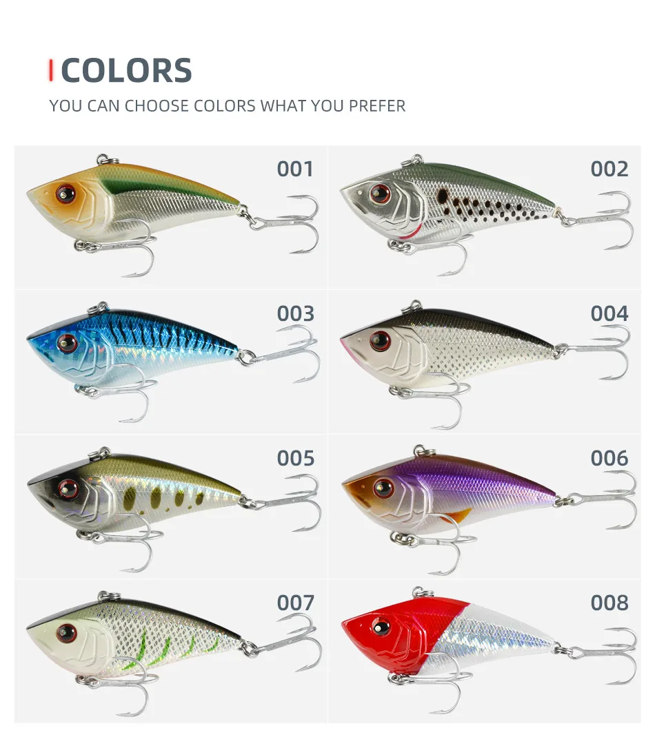 Noeby Lipless Crankbait Fishing Lure 70mm 17.3g Rattling Sinking Vibration Artificial Hard Bait for Perch Walleye Fishing Lures