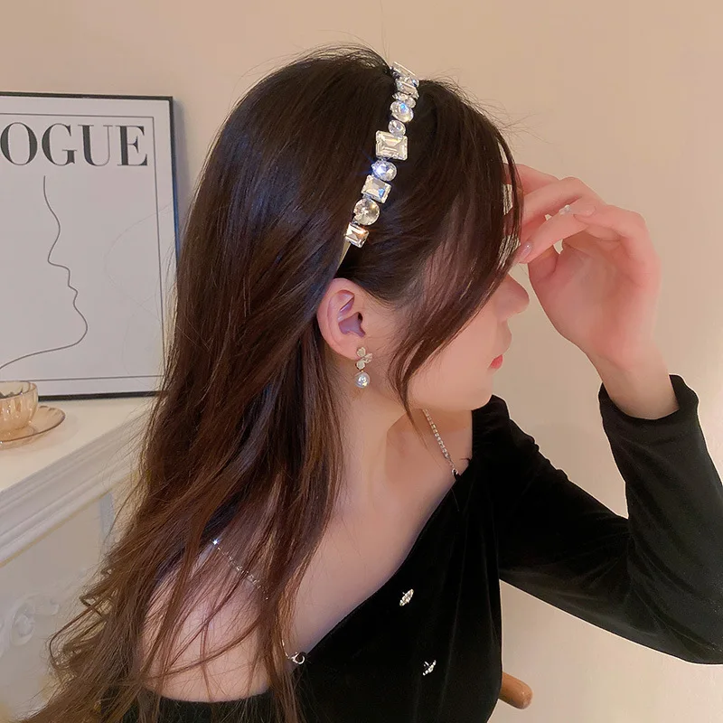 Circle Square Rhinestone Headband Flash Hair Head Party Wedding Hair Accessories