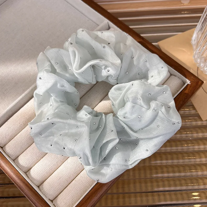 Korean Style Crystal Hair Scrunchies Summer Blue White Solid Color Hair Rope Simple Elastic Head Band Hair Tie Women Rubber Band