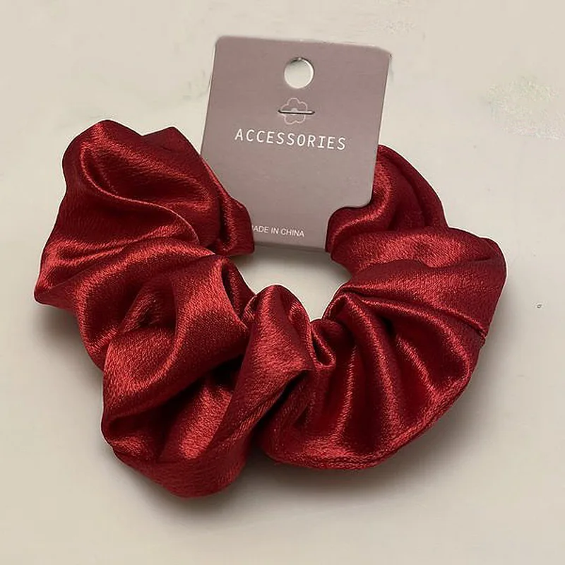2023 Fashion Satin Scrunchie Women Silk Hair Tie Elastic Hair Bands Girls black Hairbands Hair Rope Crunchie For Hair Accessorie