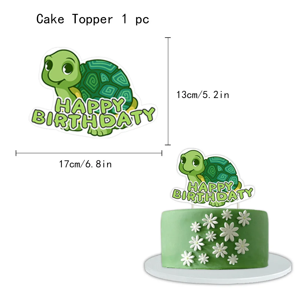 Cartoon Turtle Birthday Decoration Lovely Turtle Balloons Banners Cake Decor Kids Boys Girls Happy Turtle Birthday Party Decors
