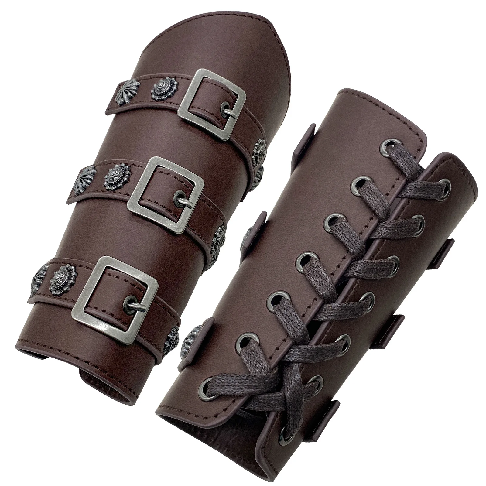 Medieval Renaissance Barbarian Leather Arm Guard Bracer Nordic Vambracers For SCA Larp Festival Costume Forearm Protector