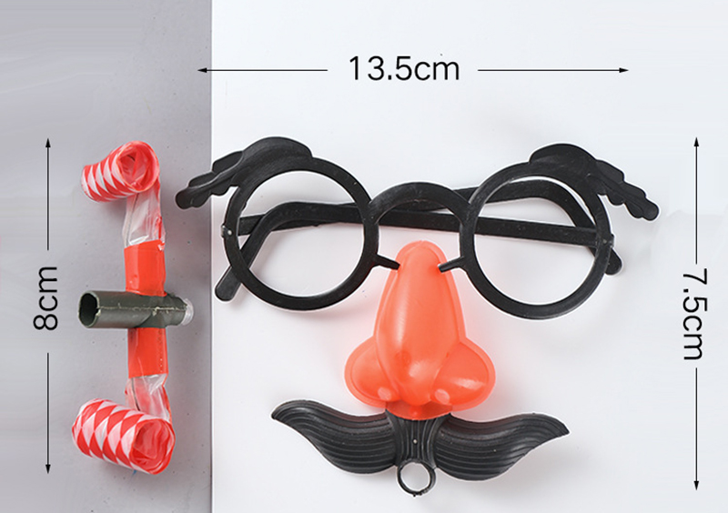 Funny Clown Nose Mustache Glasses Whistle Costume Ball Round Frame False Nose Blow Out Dragon Joke Trick Party Favors Toys