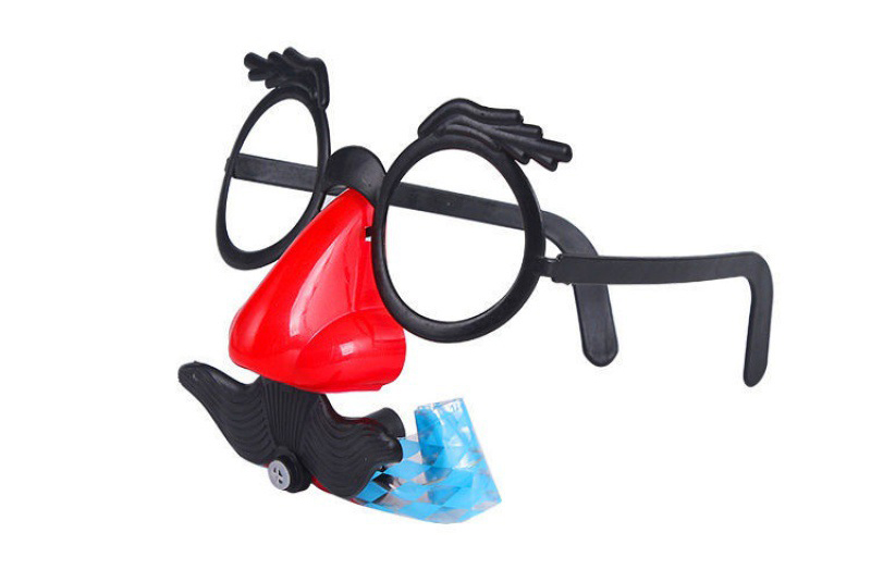 Funny Clown Nose Mustache Glasses Whistle Costume Ball Round Frame False Nose Blow Out Dragon Joke Trick Party Favors Toys