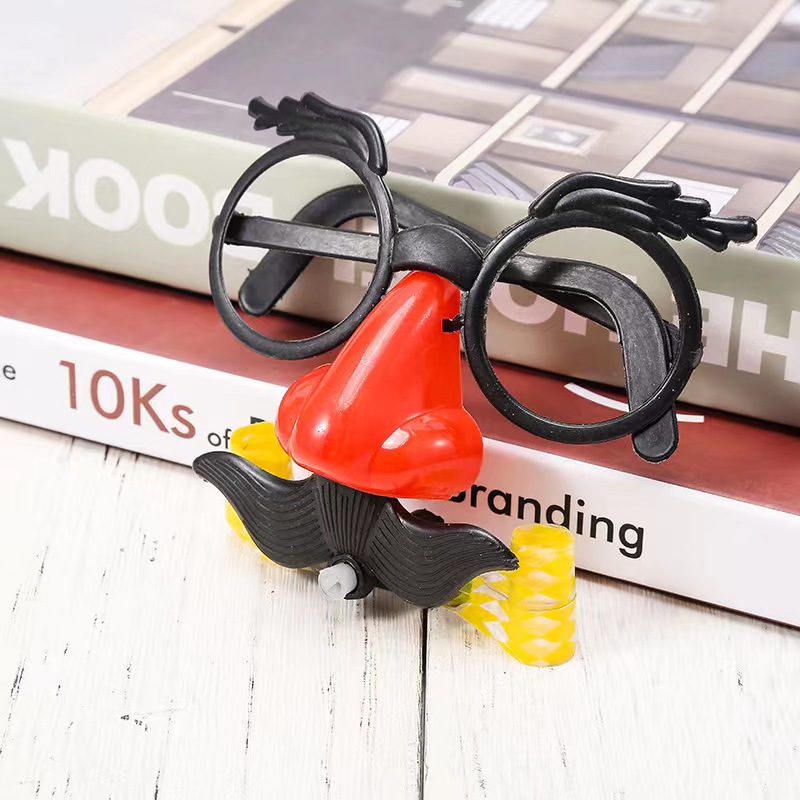 Funny Clown Nose Mustache Glasses Whistle Costume Ball Round Frame False Nose Blow Out Dragon Joke Trick Party Favors Toys