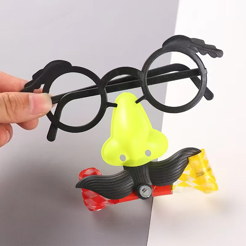 Funny Clown Nose Mustache Glasses Whistle Costume Ball Round Frame False Nose Blow Out Dragon Joke Trick Party Favors Toys